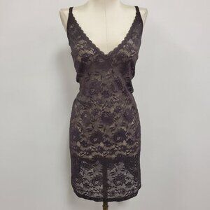 Cosabella Womens Fairy Grunge Whimsigoth Lace Mini Slip Dress Size M Gray Floral
